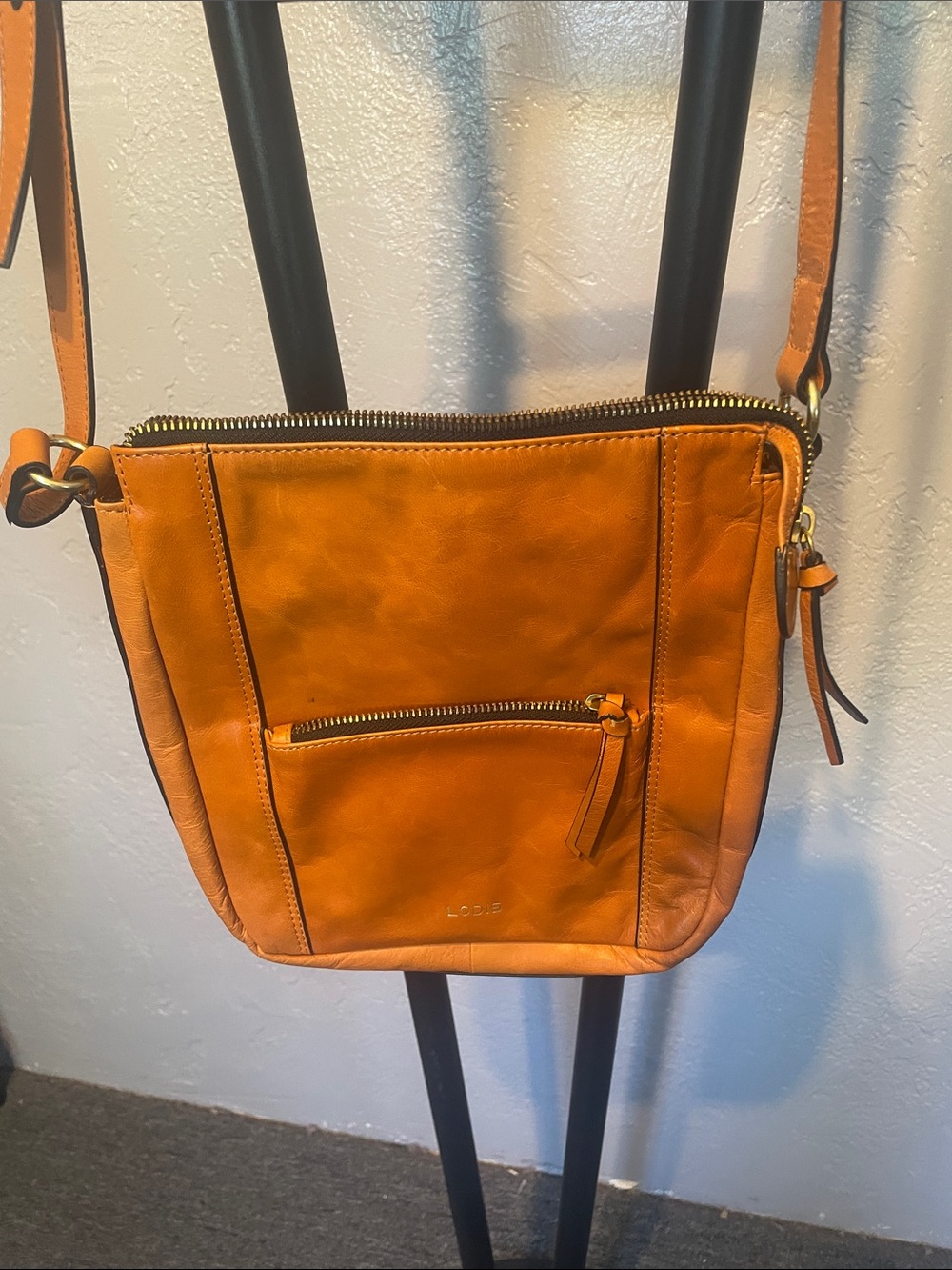 Leather Crossbody Bag in Burnt Orange